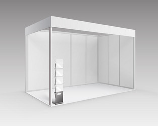 white booth with brochure holder on background vector image