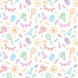 seamless pattern with happy birthday doodles vector image