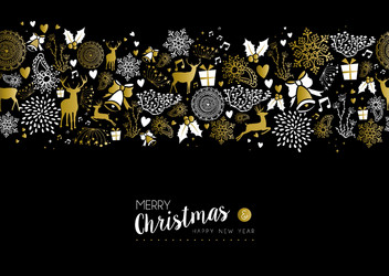 merry christmas happy new year gold pattern retro vector image