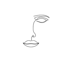 one line drawing abstract face continuous vector image