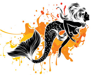 portrait a mermaid with streaming hair hand vector image