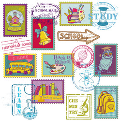 set of school stamps vector image