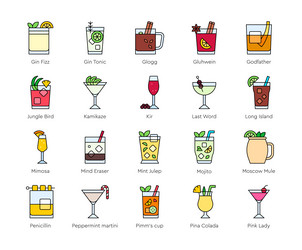 cocktail icon set 4 alcoholic mixed drink vector image