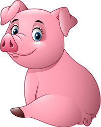 cartoon adorable baby pig vector image