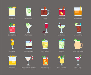 cocktail icon set 4 alcoholic mixed drink vector image