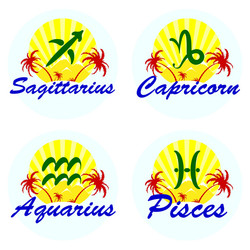 zodiac sign with palm trees vector image