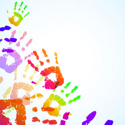 colorful hand prints background vector image