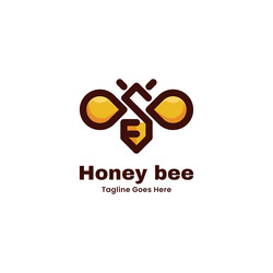 Logo honey bee simple mascot style vector