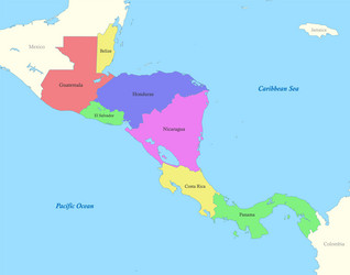 Map of central america with borders the states vector