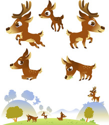 deer family isolated on white background vector image