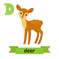 deer d letter cute children animal alphabet vector image