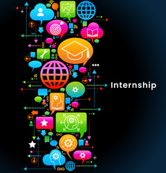 internship concept banner with keywords and icons vector image