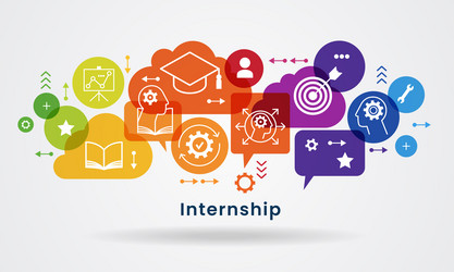 internship concept banner with keywords and icons vector image