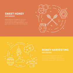 Thin line banners with honey vector