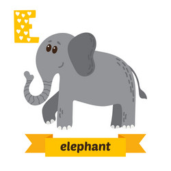 elephant e letter cute children animal alphabet vector image