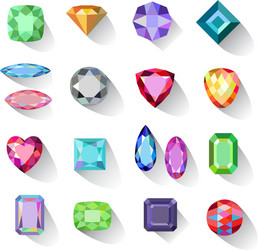 colored gems jewelry icons vector image