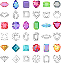 popular colored outline jewelry gems cuts vector image