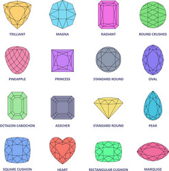 popular colored outline jewelry gems cuts vector image