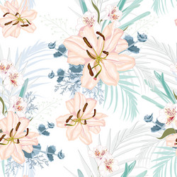 seamless floral pattern with retro flowers vector image