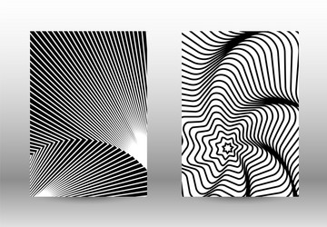 Set of abstract patterns with distorted lines vector