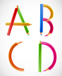 colorful alphabet of pencils a b c d vector image