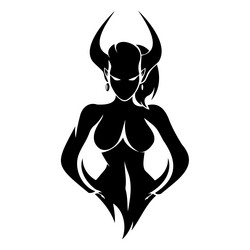 black and white drawing she-devil vector image