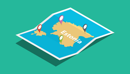 Estonia explore maps with isometric style and pin vector