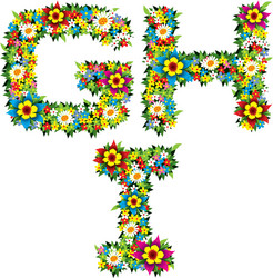 flower and bush letters 03 vector image