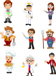 group of people with different professions vector image