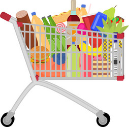 Full food meal drink a shopping trolley vector