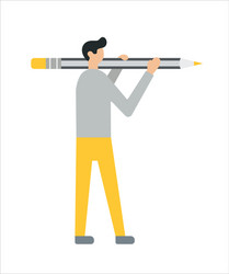 Business man holding showing giving a pencil vector