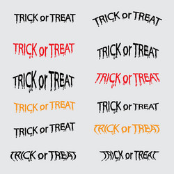 set of trick or treat calligraphy abstract vector image