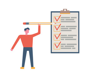 Business man holding a pencil near the to do list vector