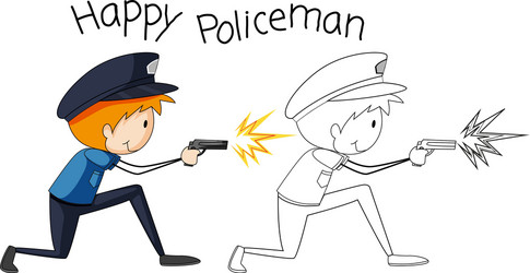 doodle graphic police man vector image