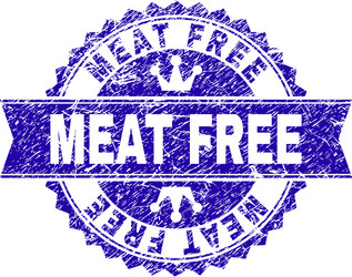 scratched textured meat free stamp seal vector image