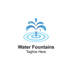 water fountains logo design template with pond vector image