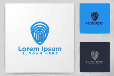 Finger print and shield protection logo design vector