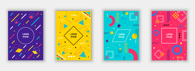 set of modern memphis style covers colorful vector image