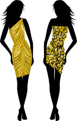 fashion girls in golden vector image