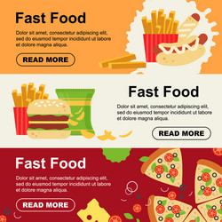 fast food horizontal banner for luncheonette menu vector image