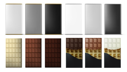 many chocolate bar with packages big set vector image