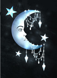 halfmoon with human face and stars vector image