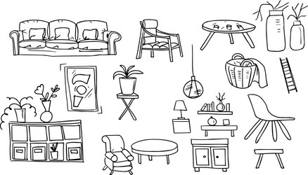 furniture interior boho hugo style scandinavian do vector image