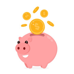 happy cute funny smiling piggy bank vector image