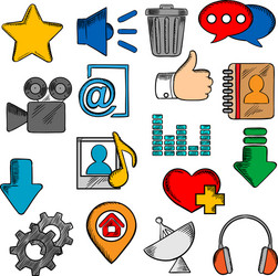 colorful social media and web icons set vector image