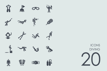 set of diving icons vector image