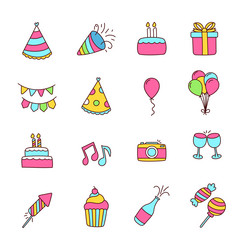 Set of hand-drawn party elements vector