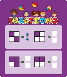 a math fractions worksheet vector image