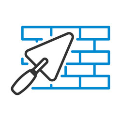 icon of brick wall with trowel vector image