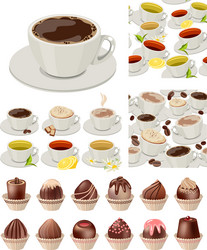 ig realistic set with cups of tea and coffee vector image